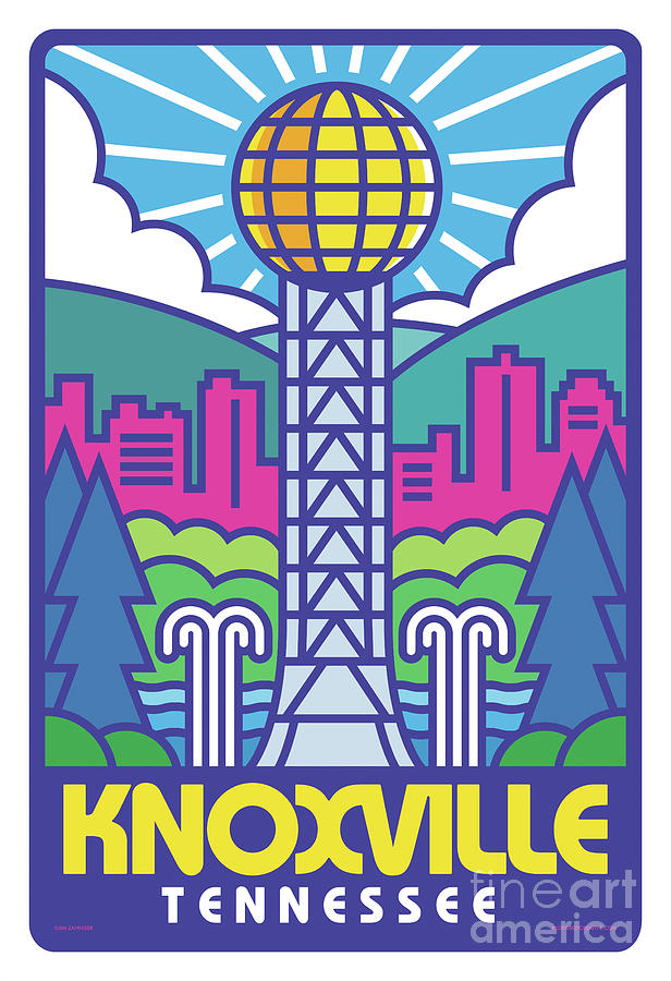 Nashville Digital Art - Knoxville Pop Art Travel Poster by Jim Zahniser
