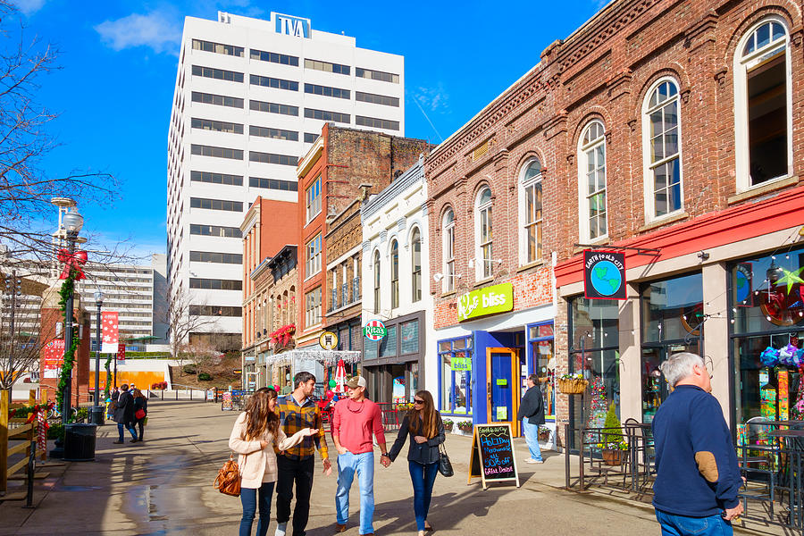 Knoxville Tennessee Downtown People Walk at Market Square Photograph by Benedek