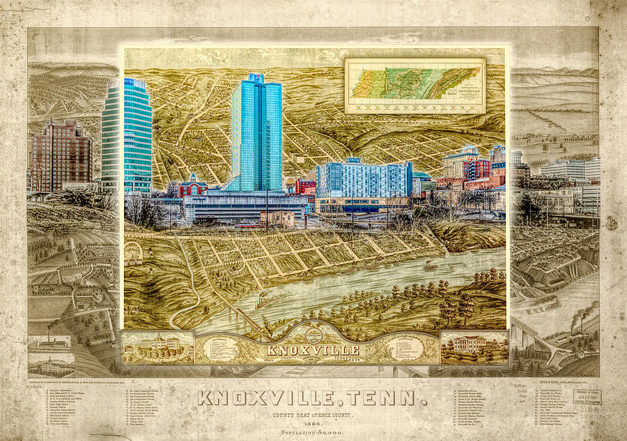 Knoxville Tennessee Postcard Map Photograph by Sharon Popek