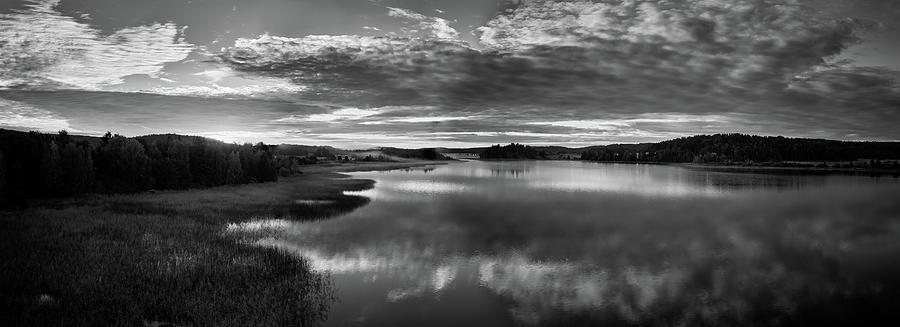 Knuutila Riverside Panorama bw Photograph by Jouko Lehto