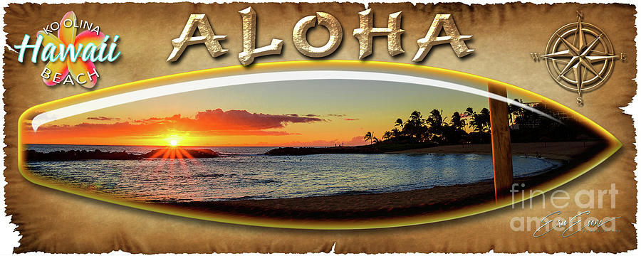 Ko Olina Cove Sunset Surf Board Photograph by Aloha Art