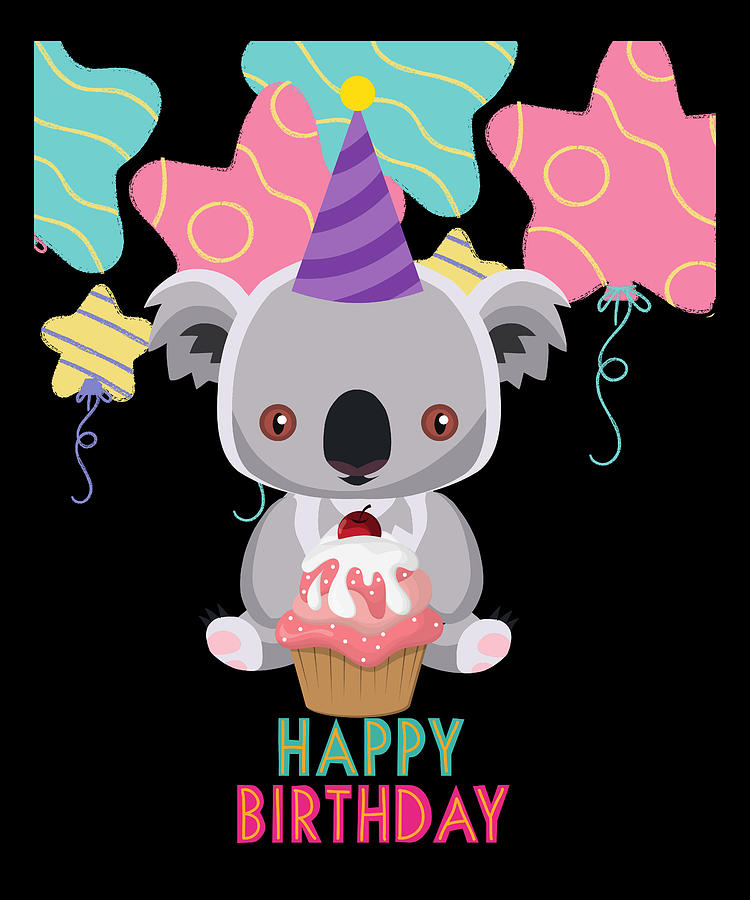 Koala and cupcake happy birthday Digital Art by Pheonix27 - Fine Art ...
