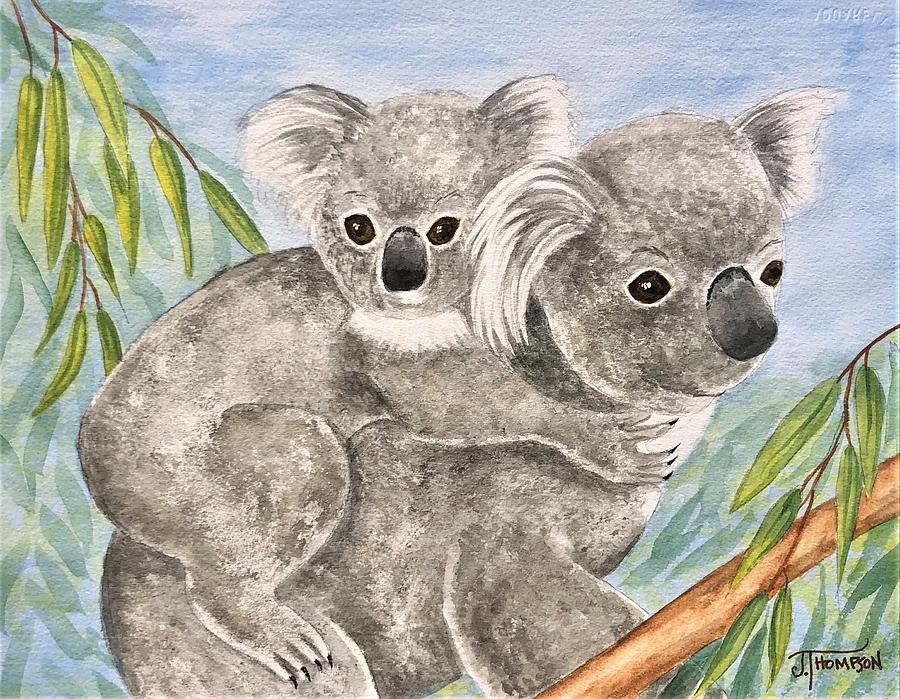 Koala Painting - Koala and Her Joey by Judy Thompson