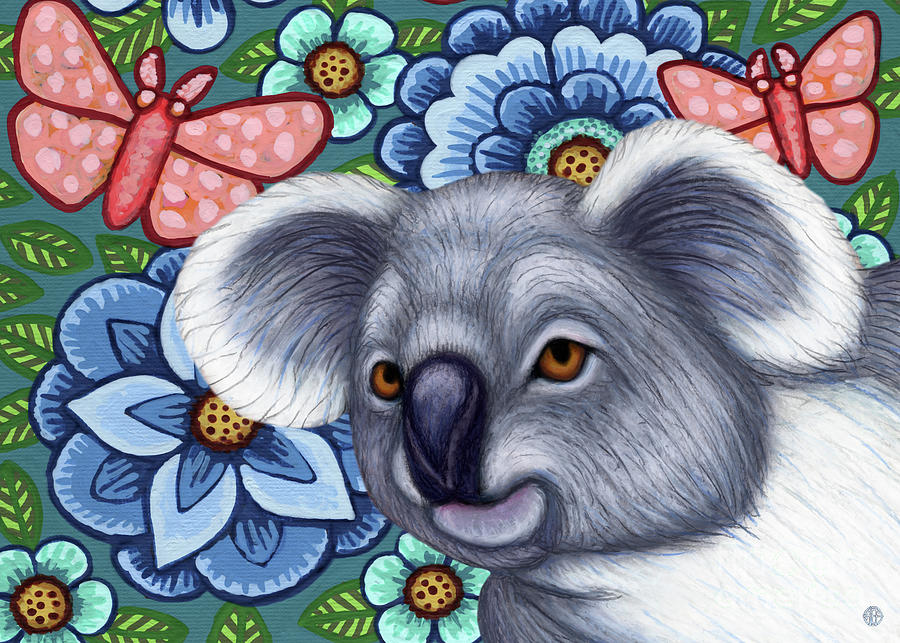 Koala Bug and Bloom Painting by Amy E Fraser