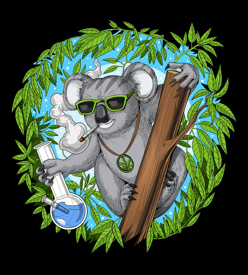 Koala Digital Art - Koala Smoking Weed by Nikolay Todorov