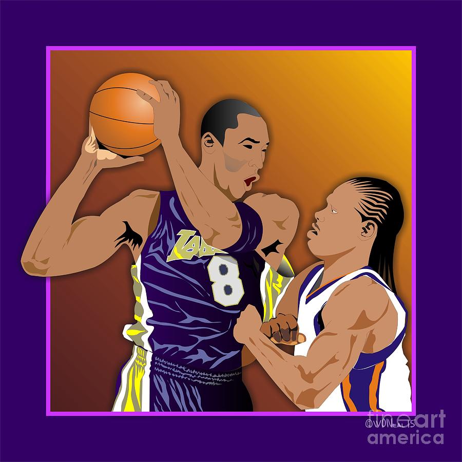 Kobe Bryant Digital Art - Kobe Bryant and Latrell Sprewell by Walter Neal