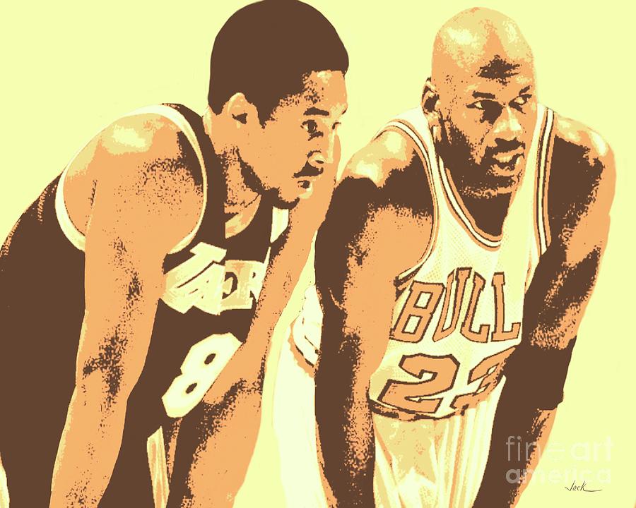 Kobe Bryant Painting - Kobe And Michael by Jack Bunds Kobe Bryant Painting - Kobe And Michael by Jack Bunds