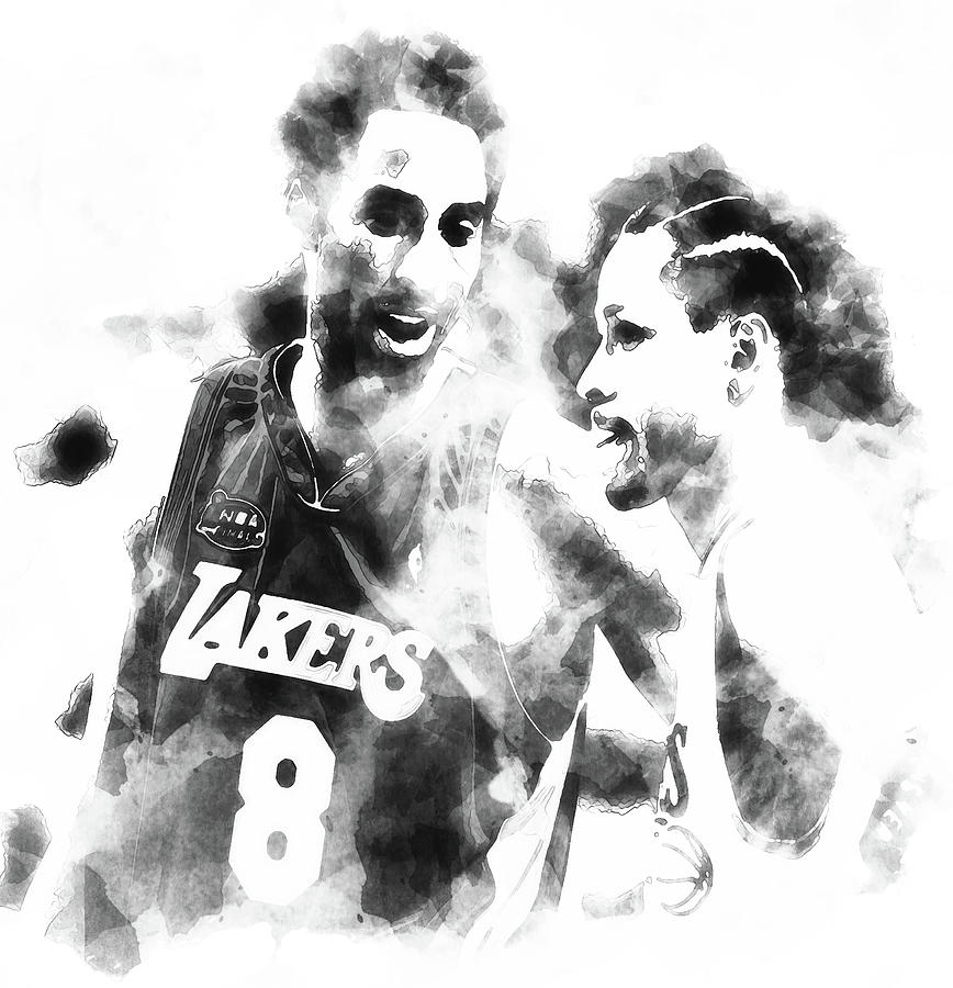 Kobe Bryant and Allen Iverson 8a  Mixed Media by Brian Reaves
