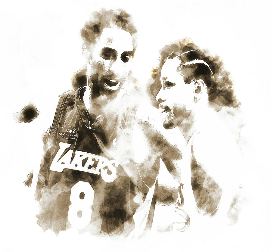 Kobe Bryant and Allen Iverson 8d Mixed Media by Brian Reaves