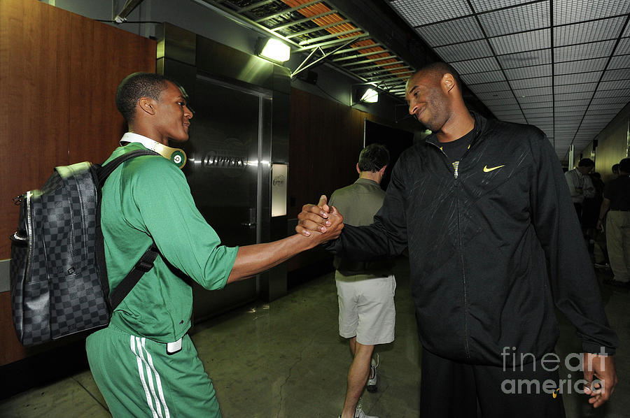 Kobe Bryant and Rajon Rondo Photograph by Andrew D. Bernstein Kobe Bryant and Rajon Rondo Photograph by Andrew D. Bernstein