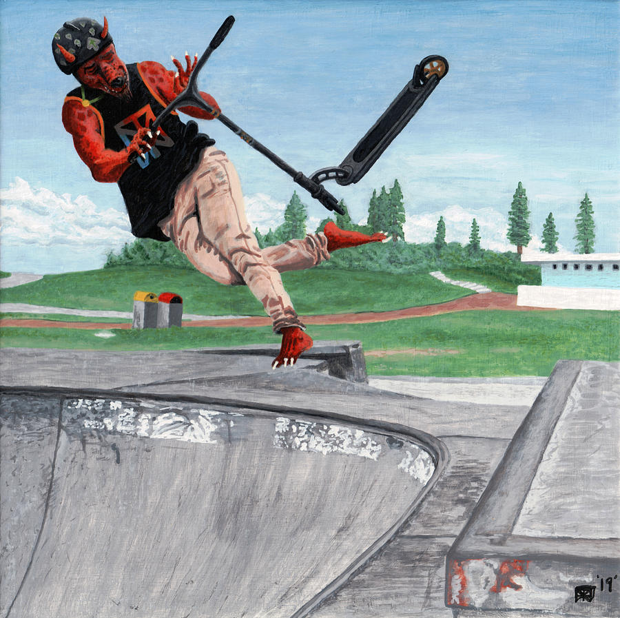 Kick Scooter Tricks Painting by Helms Pixels