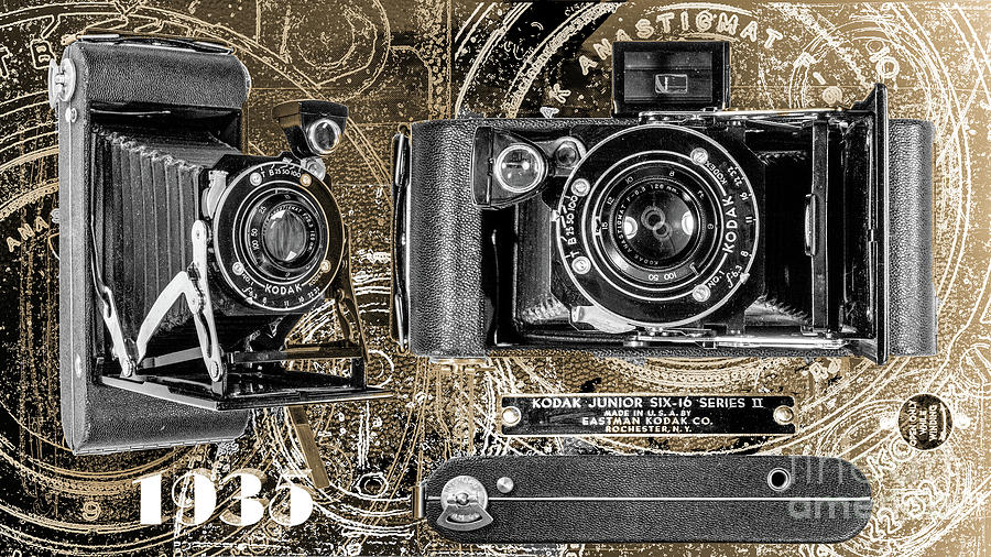 Kodak Junior Six-16 Series II - Black And White Digital Art by Anthony Ellis