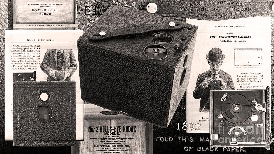 Kodak No. 2 Bulls-eye Model D - Black And White Digital Art by Anthony Ellis
