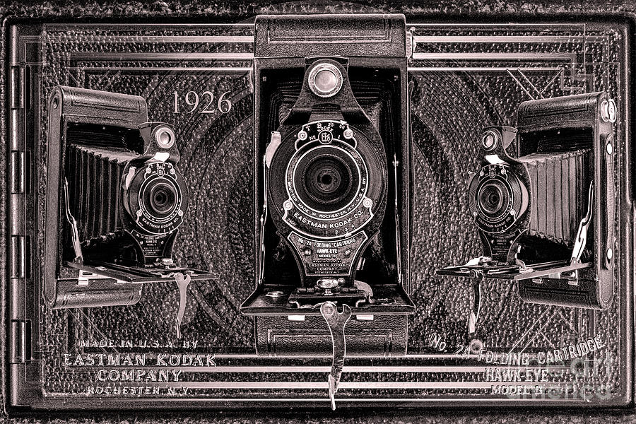 Kodak No. 2a Folding Cartridge Hawk-eye Model B - Black And White Digital Art by Anthony Ellis