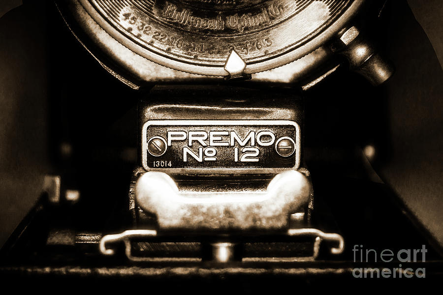 Kodak Premo No. 12  Nameplate - Black And White Digital Art by Anthony Ellis