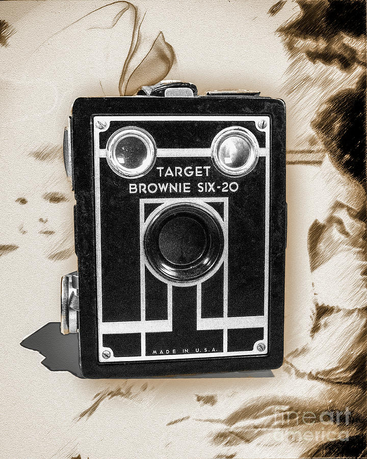 Vintage Digital Art - Kodak Target Brownie Six-20 - Monochrome by Anthony Ellis