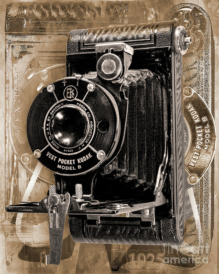 Kodak Vest Pocket Model B - Monochromatic Digital Art by Anthony Ellis