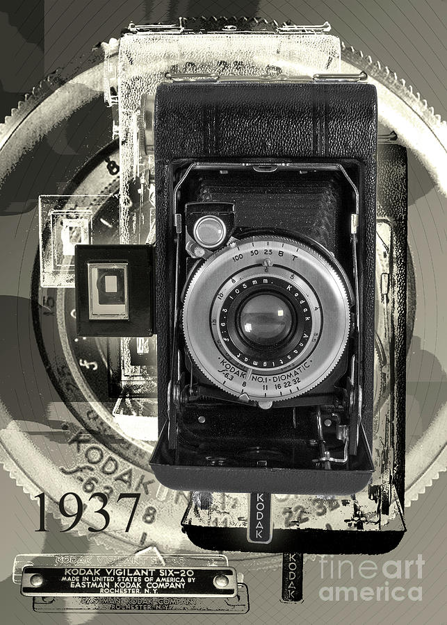 Kodak Vigilant Six-20 - Monochromatic  Digital Art by Anthony Ellis