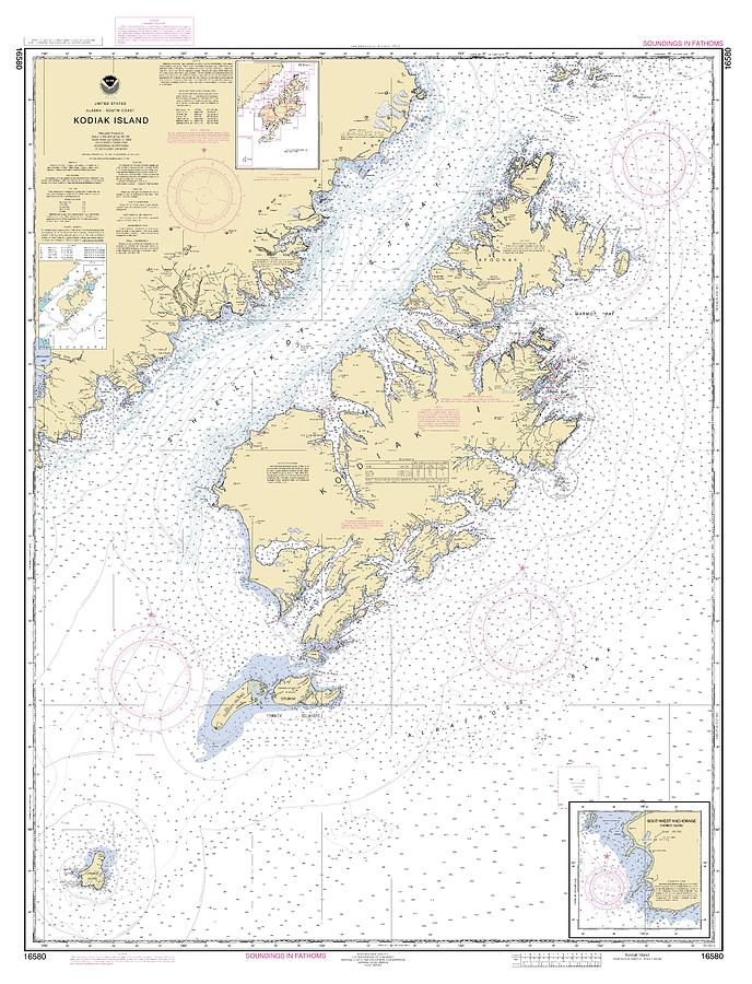 Kodiak Island Alaska, Noaa Chart 16580 Digital Art by Nautical