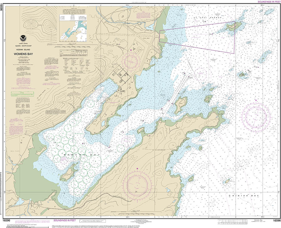 Kodiak Island Womens Bay Nautical Chart 16596 Digital Art by John ...