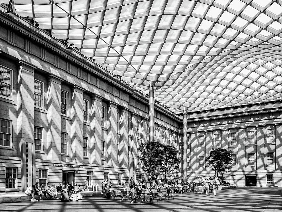 Kogod Courtyard In Black And White Photograph