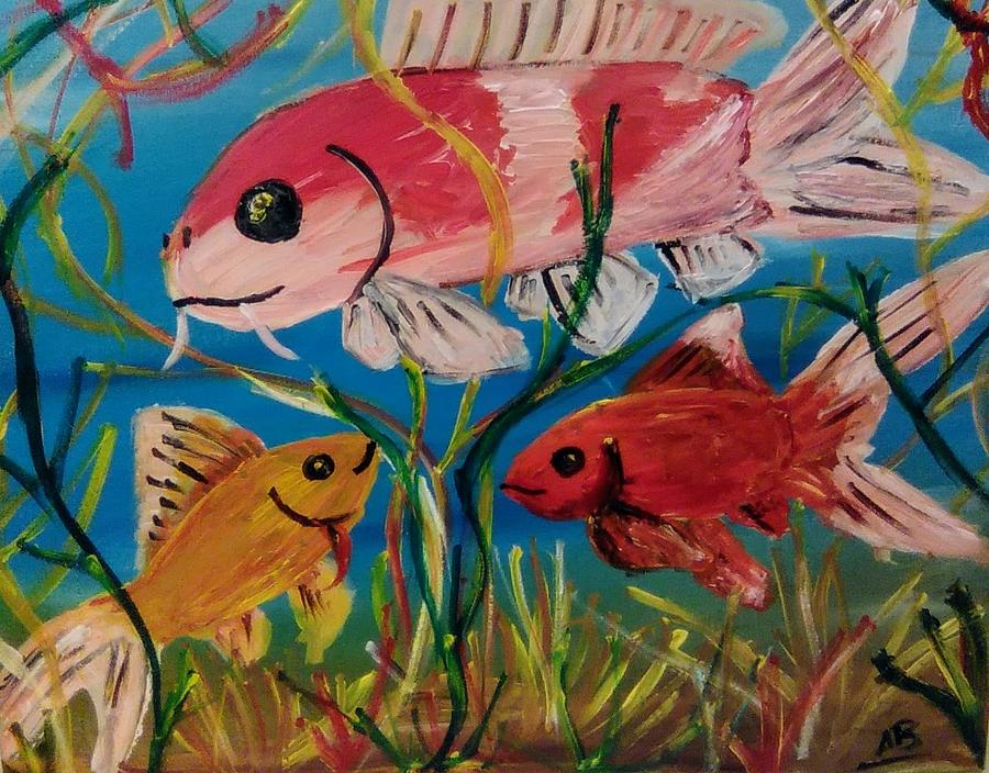 Koi and Goldfish Scene Painting by Andrew Blitman