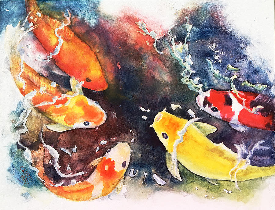 Koi Challenge Painting by Art by Carol May
