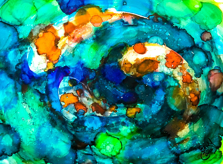Koi Fish Abstract in Alcohol Ink Painting by Eileen Backman