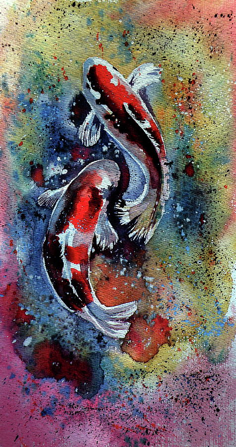 Koi fish II Painting by Kovacs Anna Brigitta