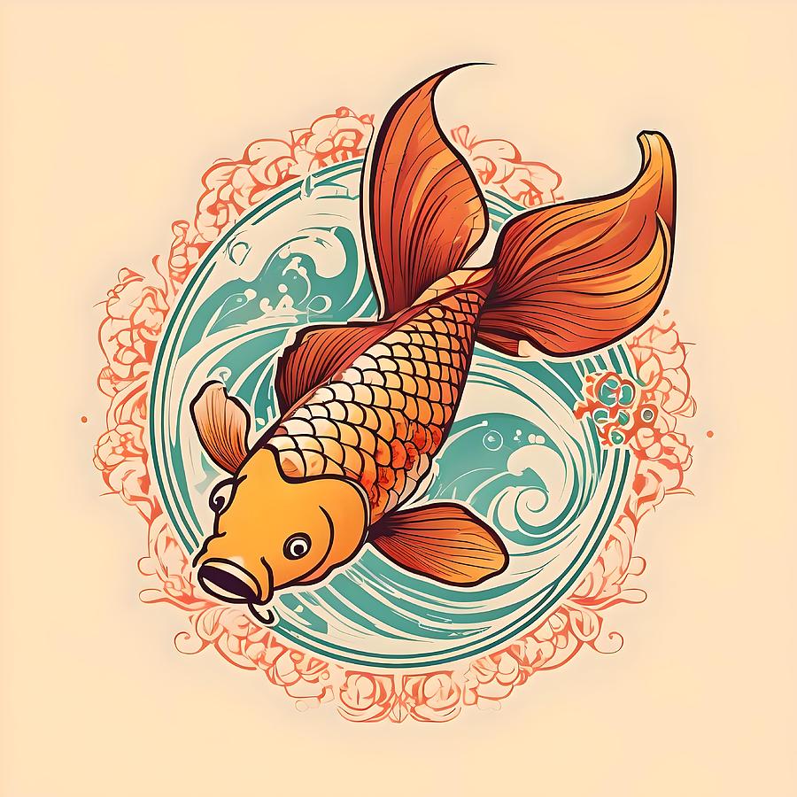 Koi Fish Study A Digital Art by Olde Time Mercantile
