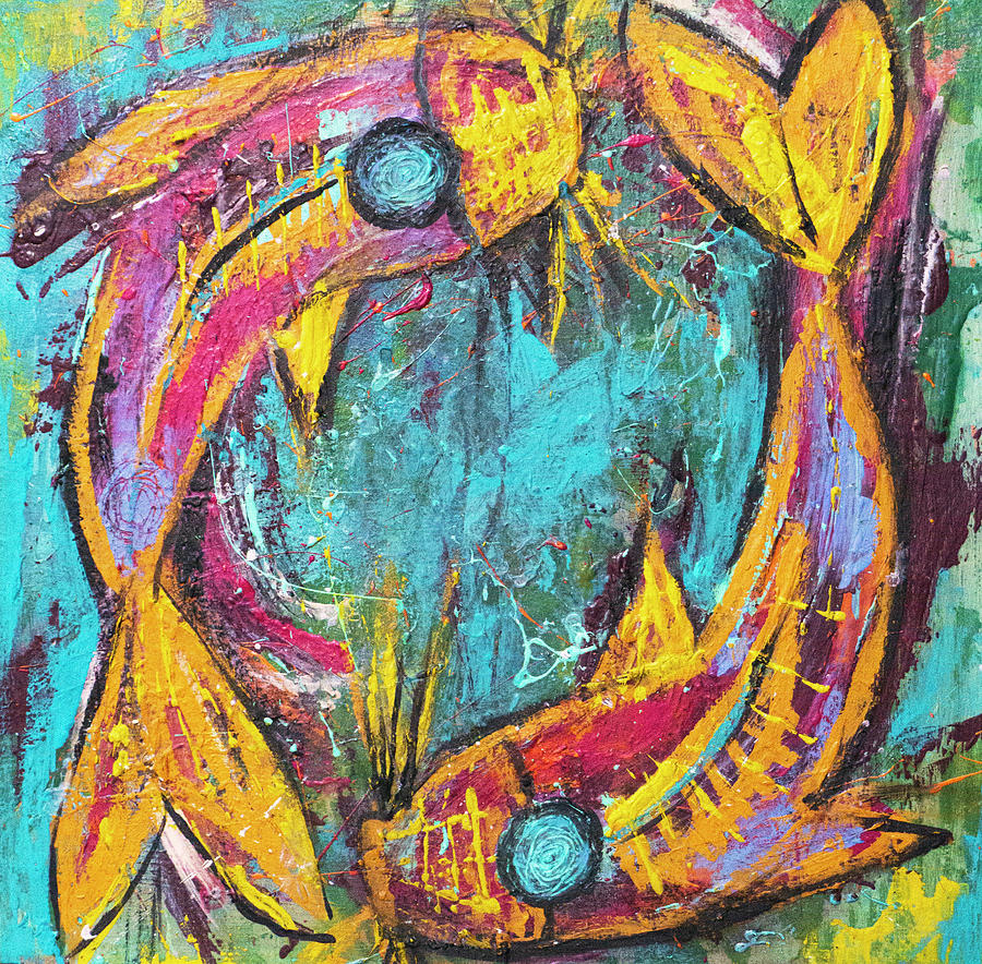Koi Fish Yin Yang Abstract Painting