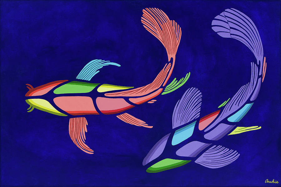 Koi Harmony 5 Painting by Artist Archie