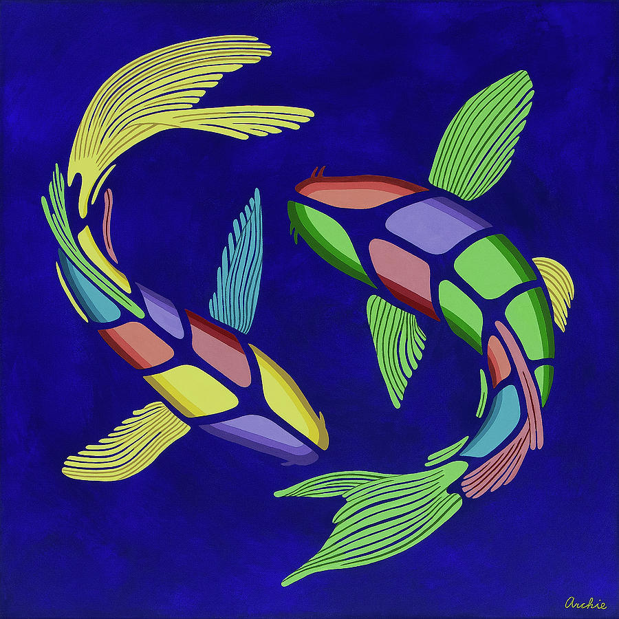 Koi Harmony 7 Painting by Artist Archie
