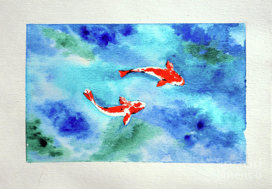 Koi in Pond Painting by Rohvannyn Shaw