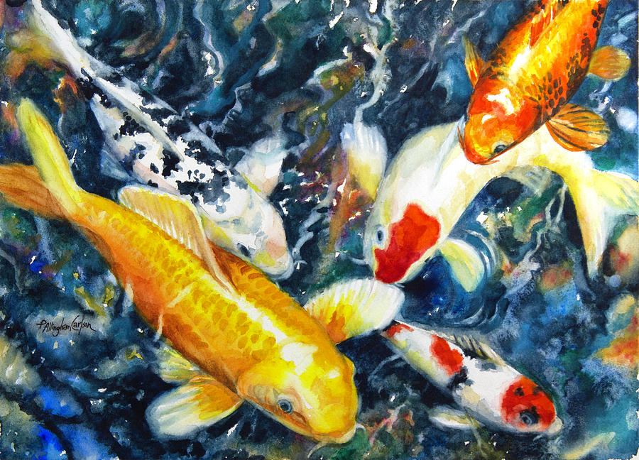 Koi In The Pond Painting
