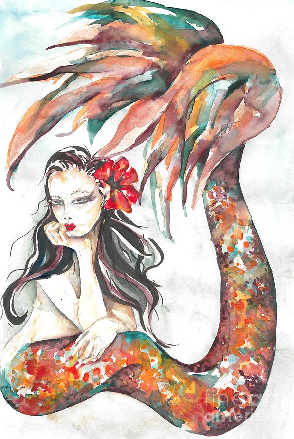 Koi Mermaid Painting by Norah Daily