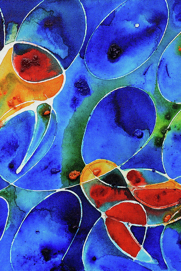 Primary Colors Painting - Koi Pond 2 Panel 2 by Sharon Cummings