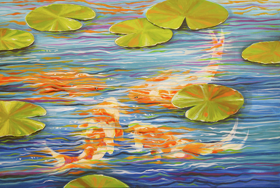Koi Pond Painting by Amy Giacomelli