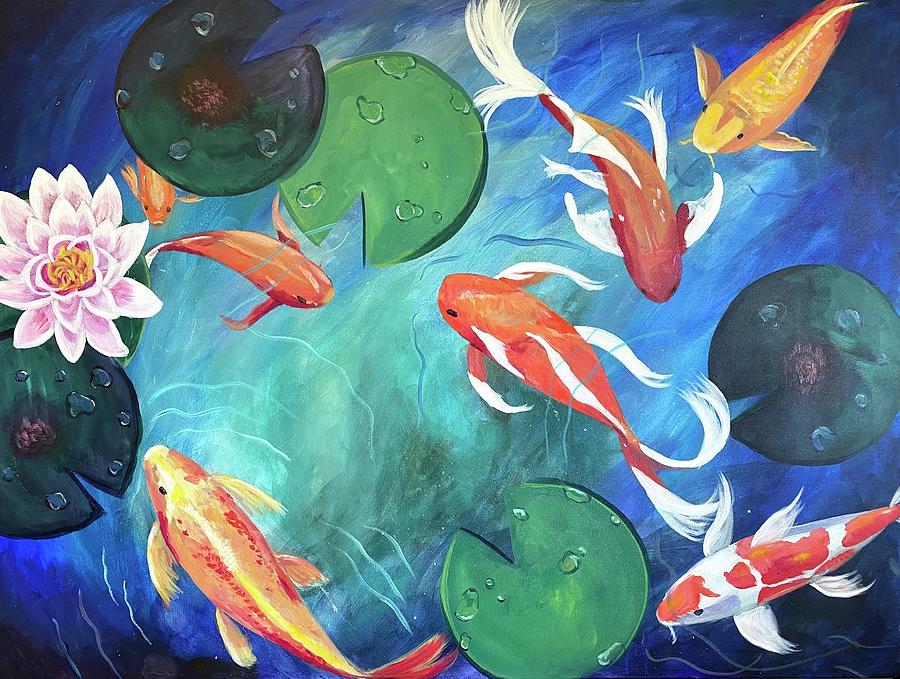 Koi Pond Painting By Leah Dillard Pixels