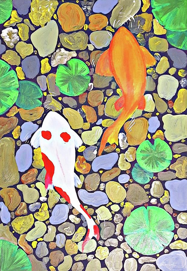 Koi Pond Painting By Seemantaparna Ghosh Pixels   Koi Pond Seemantaparna Ghosh 