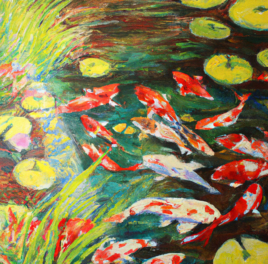 Koi Pond Painting by Thanos Ana - Fine Art America