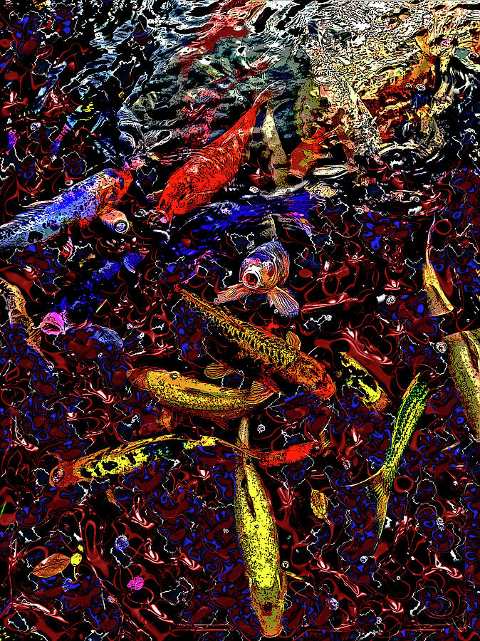 Edvard Munch Digital Art - KOI SCREAM. Red water. by Andy i Za