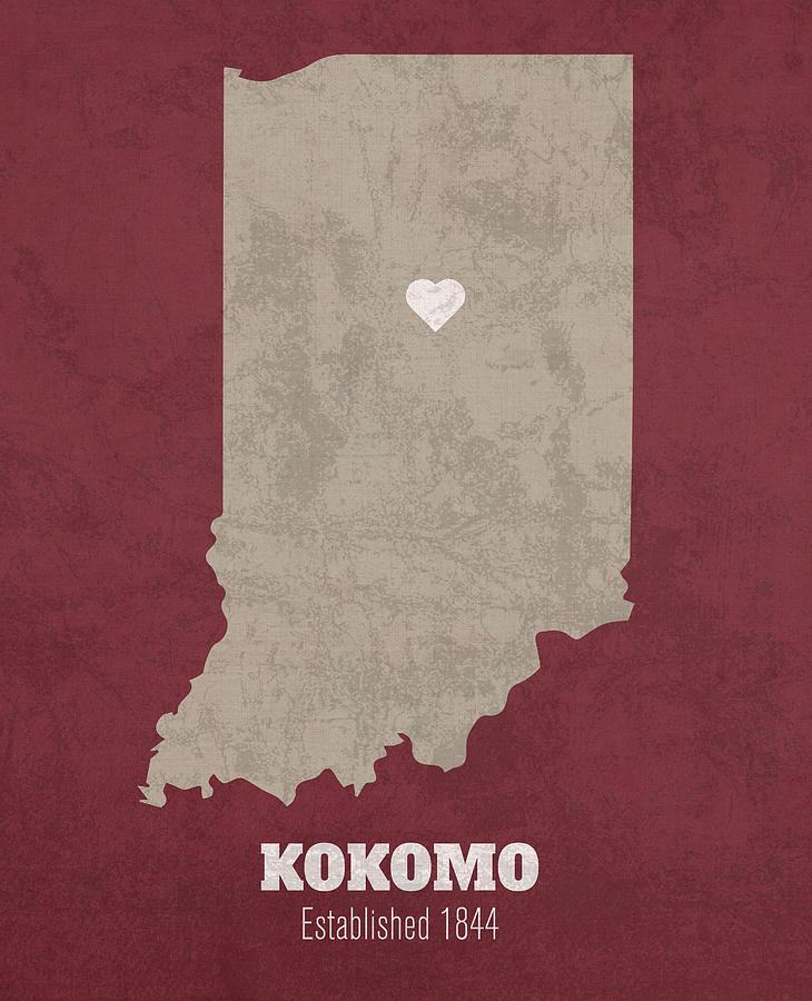 Kokomo Indiana City Map Founded 1844 Indiana University Color Palette ...