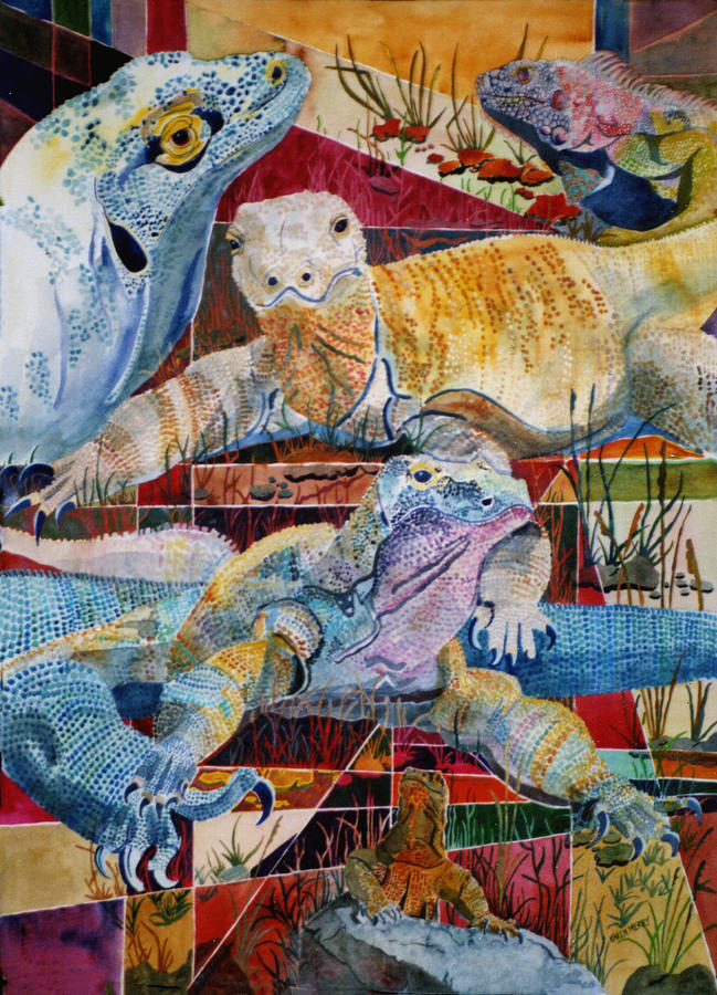 Komodo Dragons Painting by Karen Merry