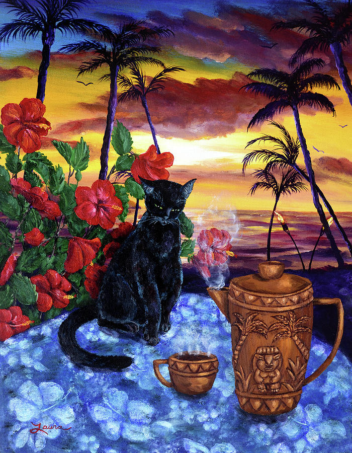 Sunset Painting - Kona Kat by Laura Iverson
