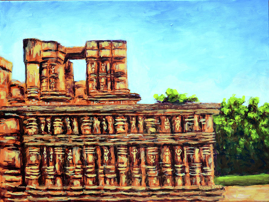 Konark Sun Temple - Natya Mandir Painting by Uma Krishnamoorthy
