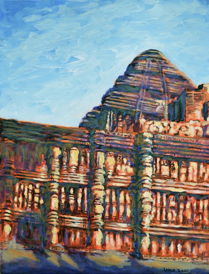 Konark Sun Temple - Stories in Stone Painting by Uma Krishnamoorthy