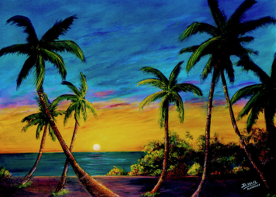 Ko'Olina Sunset on the West side of Oahu Hawaii #299 Painting by Donald ...