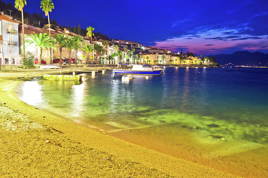 Korcula Beach And Waterfront Colorful Evening View Photograph