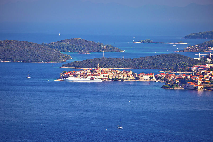 Korcula. Historic town of Korcula in Dalmatia archipelago panora Photograph by Brch Photography